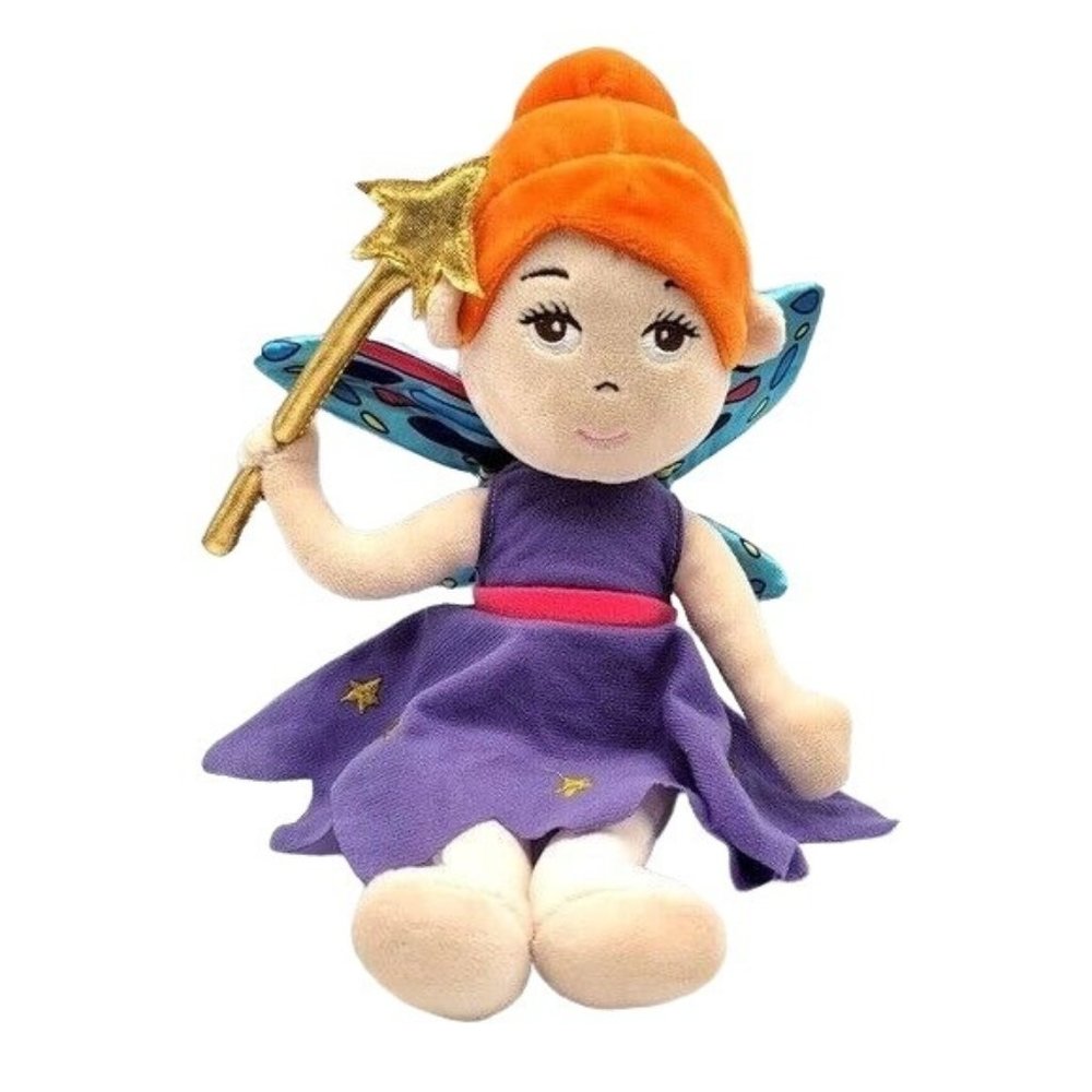Paperchase Fairy Rag Doll 13" Purple Dress Orange Hair Wings Gold Wand Soft